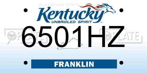 6501HZ Kentucky License Plate