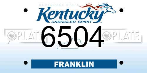 6504 Kentucky License Plate