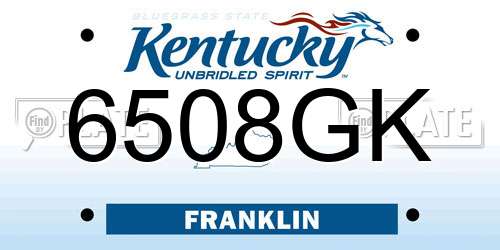 6508GK Kentucky License Plate
