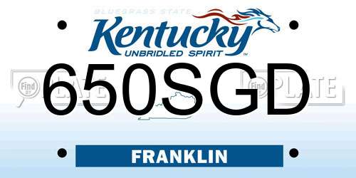 650SGD Kentucky License Plate