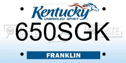 650SGK Kentucky License Plate