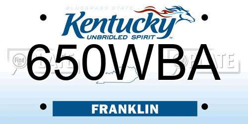 650WBA Kentucky License Plate