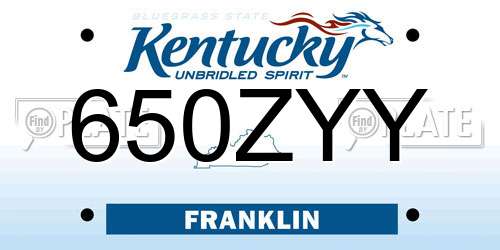 650ZYY Kentucky License Plate