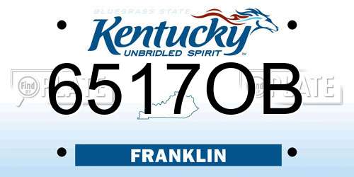 6517OB Kentucky License Plate