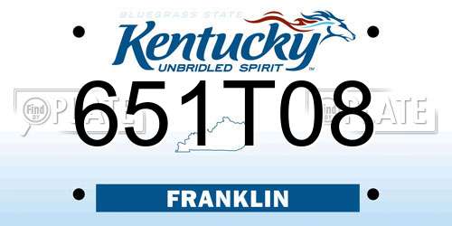 651T08 Kentucky License Plate