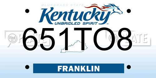 651TO8 Kentucky License Plate