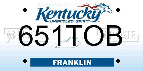 651TOB Kentucky License Plate