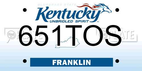 651TOS Kentucky License Plate