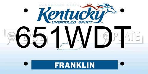 651WDT Kentucky License Plate