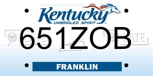 651ZOB Kentucky License Plate