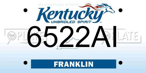 6522AI Kentucky License Plate