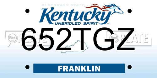 652TGZ Kentucky License Plate