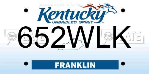 652WLK Kentucky License Plate