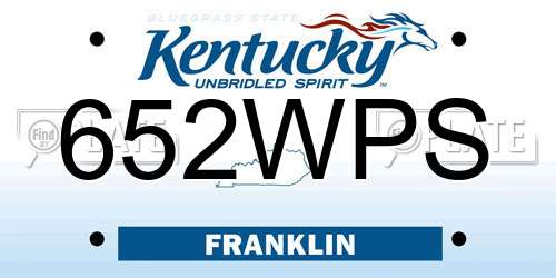 652WPS Kentucky License Plate