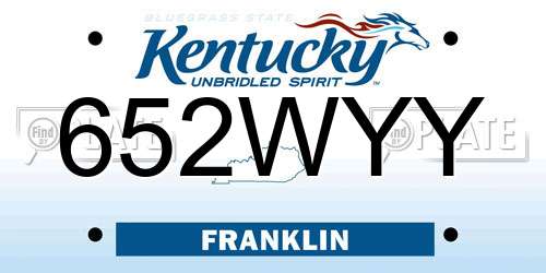 652WYY Kentucky License Plate