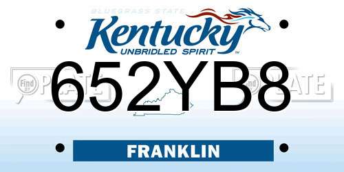 652YB8 Kentucky License Plate