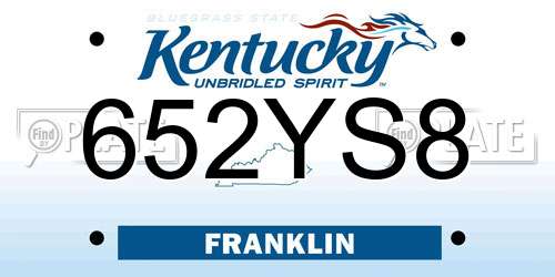 652YS8 Kentucky License Plate