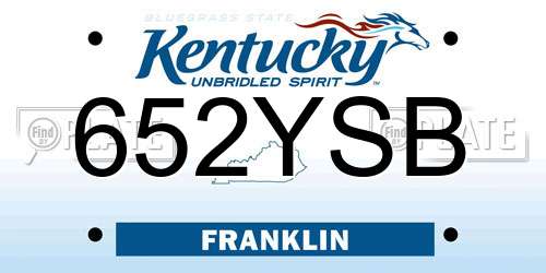 652YSB Kentucky License Plate