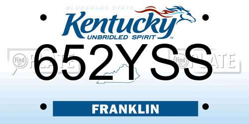 652YSS Kentucky License Plate