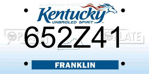 652Z41 Kentucky License Plate