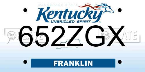 652ZGX Kentucky License Plate
