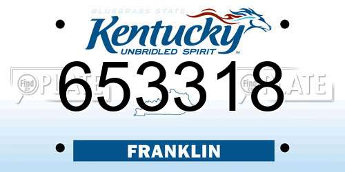 653318 Kentucky License Plate