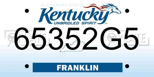 65352G5 Kentucky License Plate