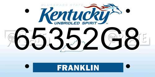 65352G8 Kentucky License Plate