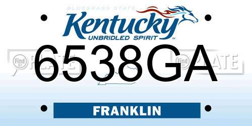 6538GA Kentucky License Plate