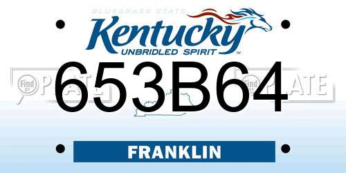 653B64 Kentucky License Plate