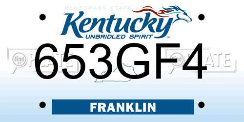 653GF4 Kentucky License Plate