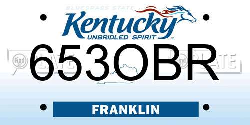 653OBR Kentucky License Plate