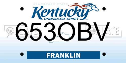 653OBV Kentucky License Plate