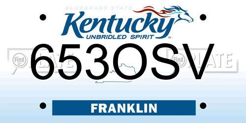 653OSV Kentucky License Plate