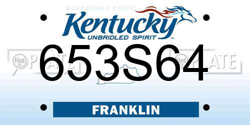 653S64 Kentucky License Plate