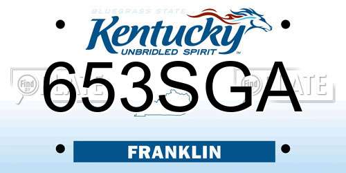 653SGA Kentucky License Plate