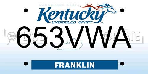 653VWA Kentucky License Plate