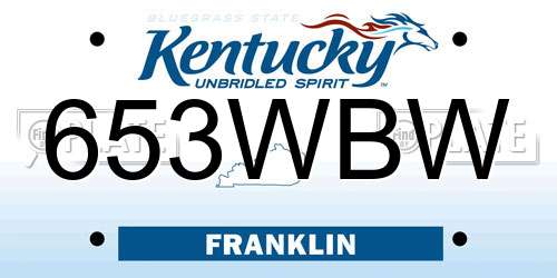 653WBW Kentucky License Plate
