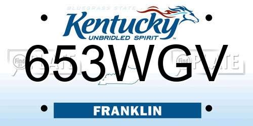 653WGV Kentucky License Plate