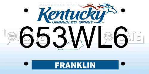 653WL6 Kentucky License Plate