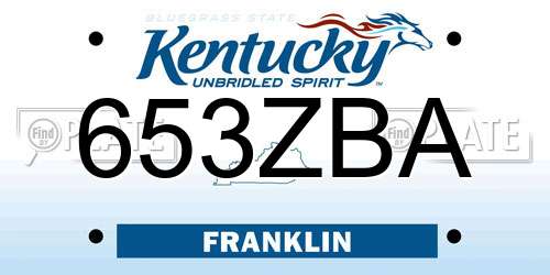653ZBA Kentucky License Plate