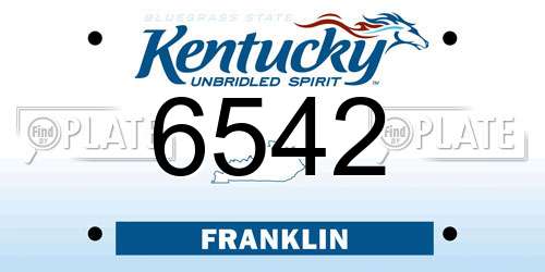 6542 Kentucky License Plate