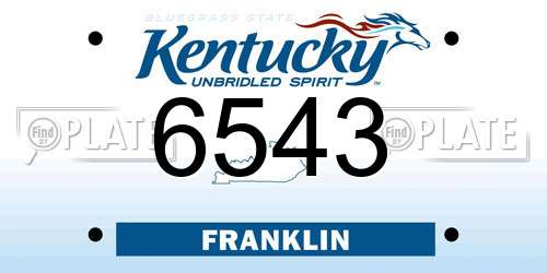 6543 Kentucky License Plate