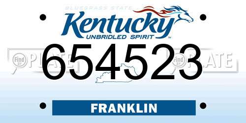 654523 Kentucky License Plate