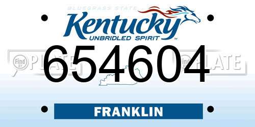 654604 Kentucky License Plate