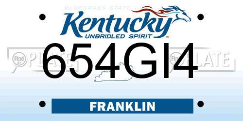 654GI4 Kentucky License Plate