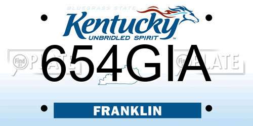 654GIA Kentucky License Plate