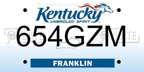 654GZM Kentucky License Plate