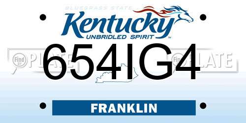 654IG4 Kentucky License Plate