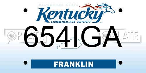 654IGA Kentucky License Plate
